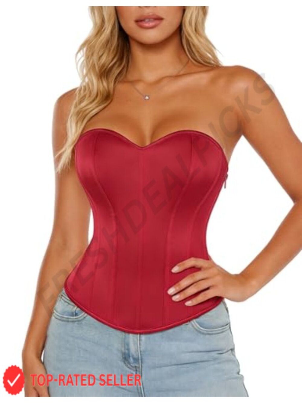 Strapless Corset Top Fishboned Bustier Sweetheart Neckline